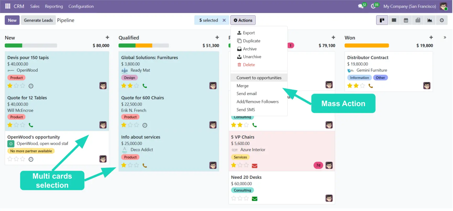 Odoo 19 - Multi select in Kanban view