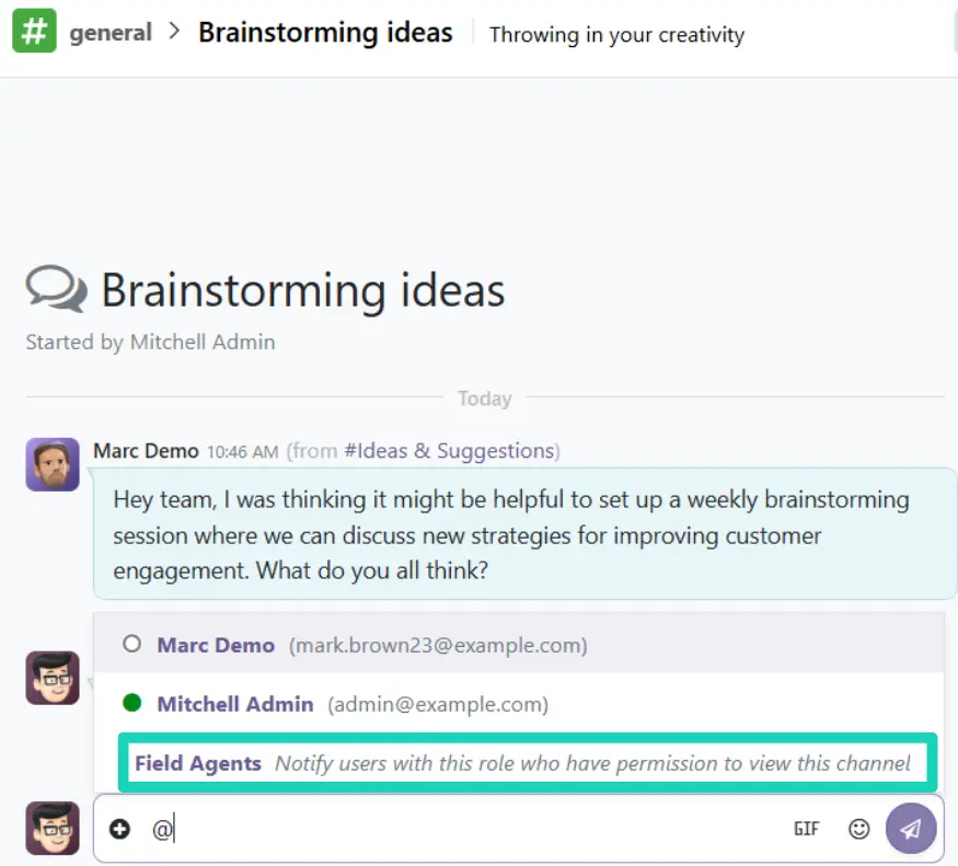 Odoo 19 - Role mentioning in Discuss app