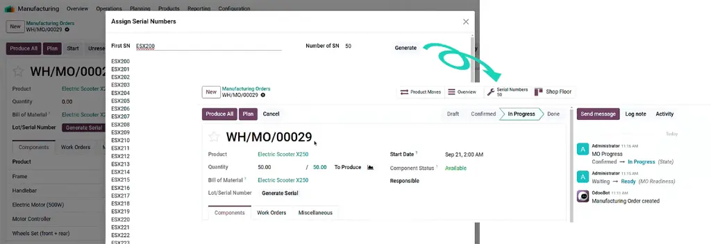 Serial Number generating in Odoo 19.