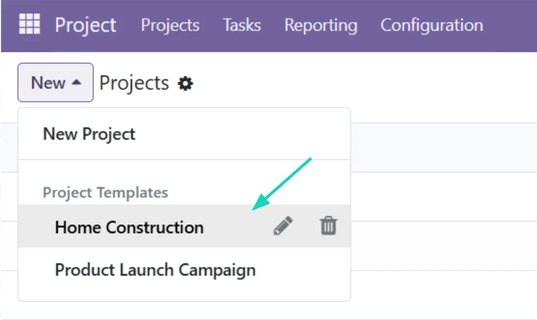 Odoo 19 - Create Project from template